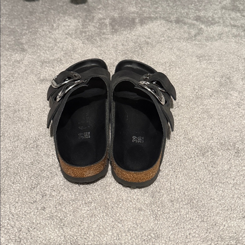 Birkenstock Black Sandals with Silver Buckles - Picture 5 of 6